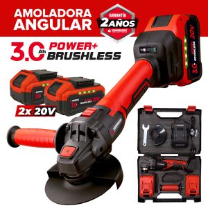 Amoladora Angular Brushless Kommberg Inalámbrica 115 Mm 20v Rojo KB-AA20VBL